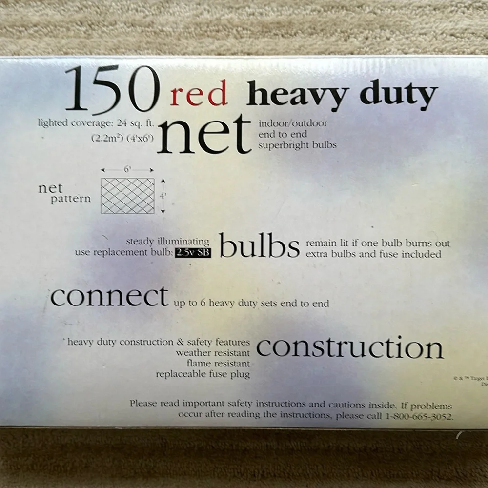NIB Target Seasonal Specialities 150 Clear Heavy Duty Mini Net Lights Red 4’x 6’
